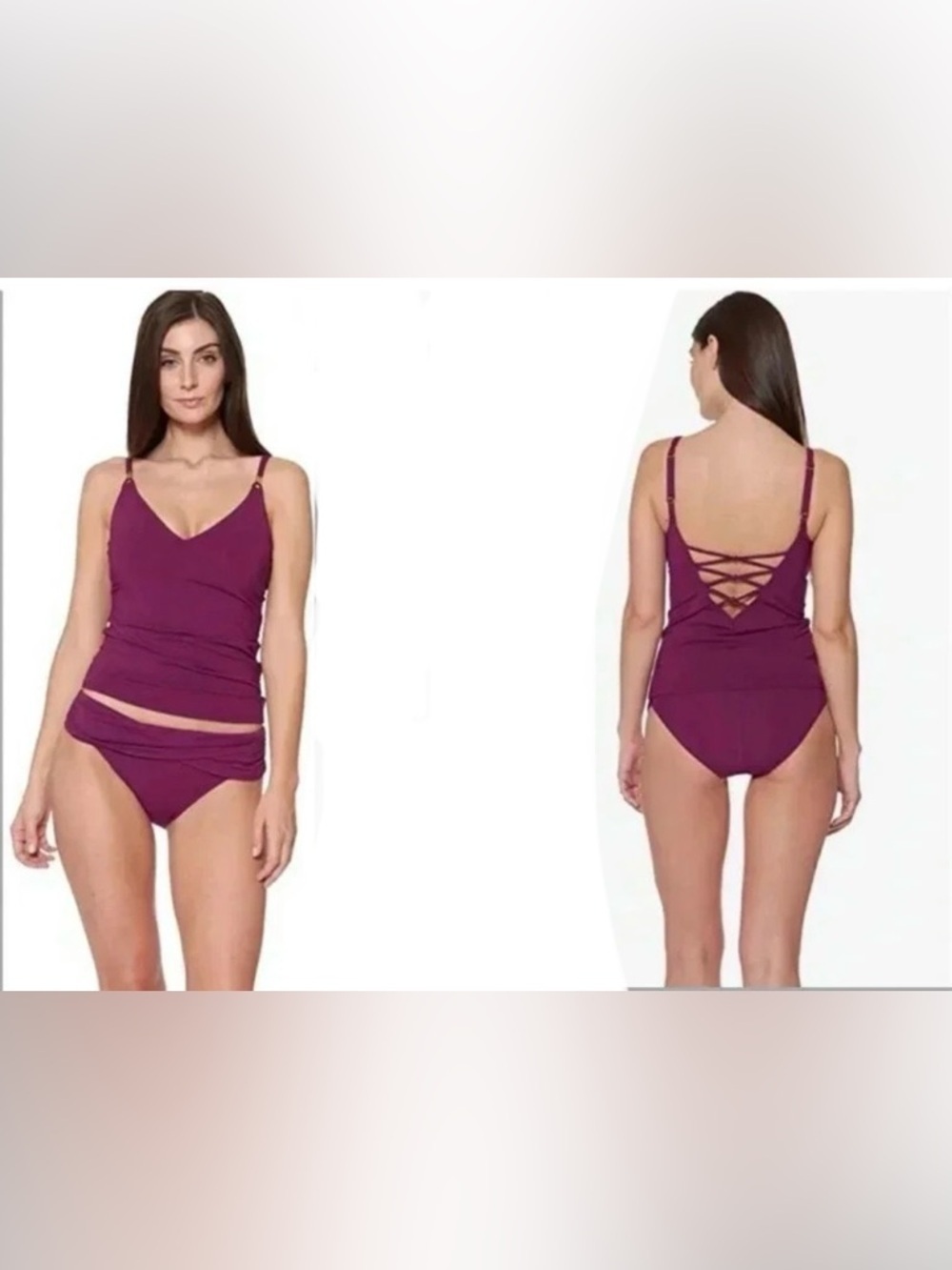 Bleu Rod Beattie Cherry Wine Tankini Swimsuit Set